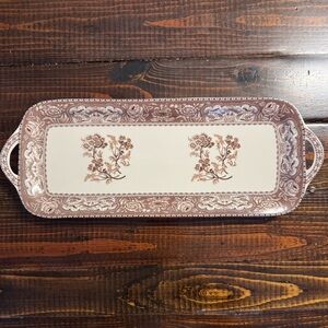 Floral Rectangular Serving Platter Brown Botanical by Skye McGhie